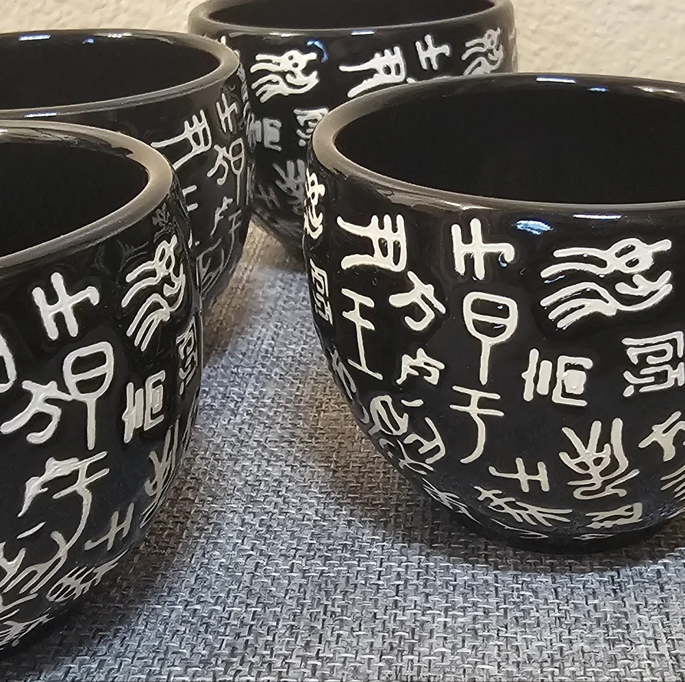 Black and White Asian-Inspired Ceramic Sake Set